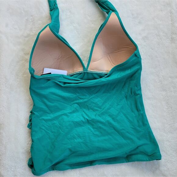 La Blanca Island Goddess Halter Tankini Top Jade Green Size  6 C D Cup - Picture 4 of 6